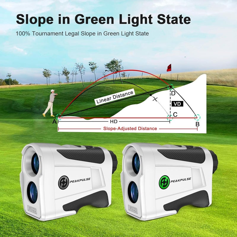 PEAKPULSE 1200 1700 Yards Golf Rangefinder Slope Magnetic Rechargeable 6X Magnification Laser Distance Range Finders Flag Pole Locked Vibration Golfer Accessories - Image 5